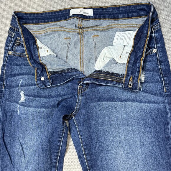 KanCan Womens Blue Distressed Denim Jeans Skinny Leg Mid Rise Size 13/30 - Picture 5 of 13